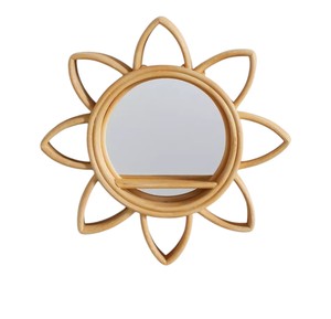 Natural Woven <b>Flower</b> Shelf Mirror Rattan Kids Room Aesthetic <b>Wall</b> Hanging <b>Decor</b> Bohemian Wicker Mirror Rattan <b>Decor</b> Supplier - Product Image 4
