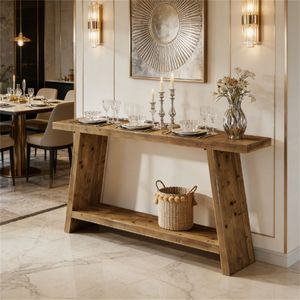 <b>Solid</b> <b>Wood</b> Console Table with Storage Space Elegant Sofa Table and Entrance <b>Desk</b> Decorative Table - Product Image 2