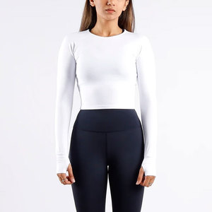 Manufacturer Long Sleeve Women <b>Compression</b> Shirt Custom Thumb Hole Design Blank Women Gym Fitness Sports Top High Quality Shirt - Product Image 4