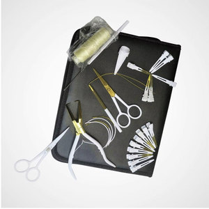 Kit professionnel tout-en-un en acier inoxydable pour extensions capillaires avec pinces à extensions, outil à boucles, ciseaux et outil de tirage - Product Image 5