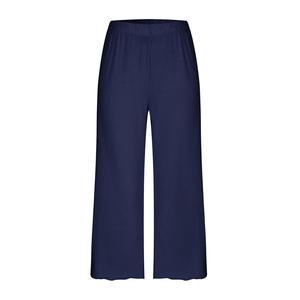 Custom Women's <b>Three</b> <b>Quarter</b> <b>Length</b> Polyester Printed Wide Leg Solid Pants Mid Waist Elastic Breathable Loose Fit Summer Style - Product Image 1