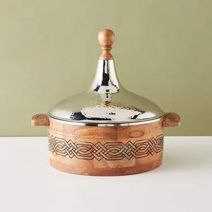 Olla de Acero Inoxidable con Diseño de Mosaico y Tapa Martillada, Olla Decorativa Aislada para Servir Comida en Casa o en Eventos - Product Image 4