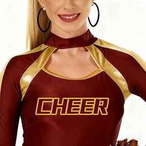 Conjunto Moderno de Top sin Mangas con Rayas Estampadas y Minifalda 100% Poliéster para Uniforme de Animadoras de Equipos Deportivos Universitarios - Product Image 3