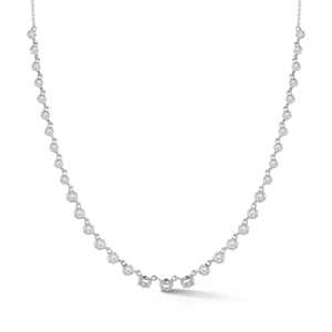 Emerald Round Cut Lab Grown Diamonds Tennis <b>Necklaces</b> Custom 14K <b>Solid</b> Gold Riviera Choker Classic Style Everyday Wear Wholesale - Product Image 3