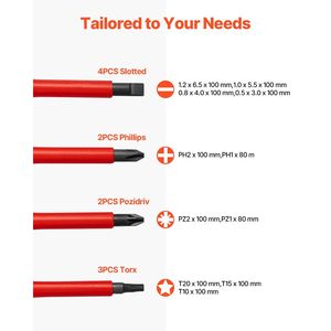 ชุดไขควงฉนวนไฟฟ้าแบบมืออาชีพ 13 ชิ้น ชุดเครื่องมือช่างไฟฟ้า 1000V พร้อมแม่เหล็กสำหรับงานไฟฟ้า - Product Image 2