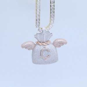 Colgante de Ala con Diseño de Bolsa de Dinero, Chapado en Plata y Oro Rosa, Joyería Hip Hop de Alta Calidad para Hombres y Mujeres - Product Image 2