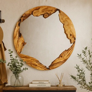 Espejo de Pared de Madera Estilo Provincial Francés, Elegante Espejo de Pared de Madera para Decoración de Estilo Antiguo, Espejo Colgante al por Mayor - Product Image 2