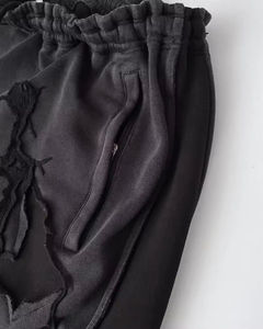 Pantalones Cortos Negros Tejidos Personalizados para Hombre, Estampado Digital con Patrón de Rayos, Cintura Media con Cordón Ajustable - Product Image 3