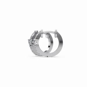 Pendientes de Aro con Diamantes Cultivados en Laboratorio, Corte Redondo y Corazón, Oro Blanco de 18K, 16 Piezas, Certificados por IGI, Modernos, para Mujer, Estilo HIPHOPSTAR - Product Image 2
