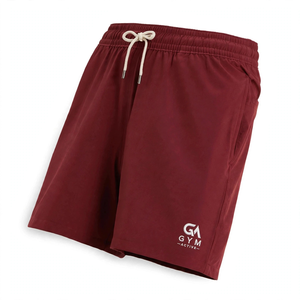 Shorts de bain pour hommes GYM ACTIVE, broderie, poches, style sportif vintage, tissu en toile tissée 100% coton, taille mi-haute, fermeture éclair - Product Image 6