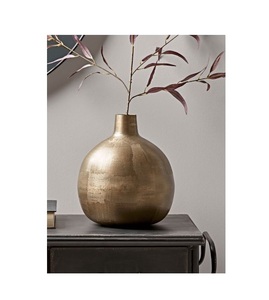 Luxury Brushed Antique Gold Globe <b>Vase</b> – Textured Metallic Onion-Shaped Centerpiece for Console Tables & Mantels - Product Image 2