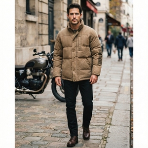 <b>Men</b> Padded Workwear <b>Jacket</b> Cotton Quilted Winter Warm <b>Utility</b> <b>Jacket</b> Stand Collar Multi Pocket Casual Outerwear - Product Image 4