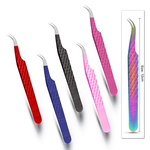 Pinzas para pestañas múltiples con punta de color verde hechas con material de acero inoxidable de alta calidad, perfectas para aislar pestañas naturales - Product Image 5