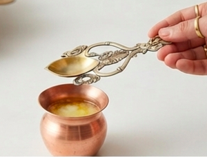 Vintage <b>Gold</b> Plated Metal Tea <b>Spoon</b> With Long Handle And Ornate Design For Decorative Use And Kitchenware Use - Product Image 3