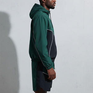 Conjuntos Deportivos de Pantalones Cortos y Chaqueta, Sudaderas con Capucha Personalizadas con Cierre, Conjuntos de 2 Piezas de Nailon Cortavientos - Product Image 4