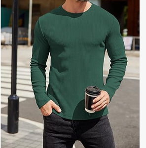 เสื้อเชิ้ตแขนยาวผู้ชายสีพื้น ผ้าถัก คอวี แขนยาวเต็มตัว ใส่ได้ในฤดูใบไม้ร่วง ระบายอากาศได้ดี ผลิตจากผ้าฝ้าย - Product Image 6