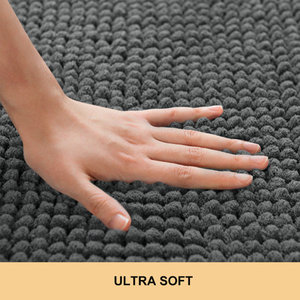 Customised Solid Polyester Bathroom Rugs Water Absorption Shaggy Latex Back Non Slip Toilet Bathroom Floor Mats Chenille <b>Bath</b> - Product Image 5