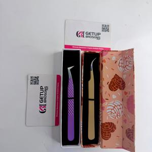 Ensemble de pinces professionnelles pour extensions de cils, marque privée, logo personnalisé, acier inoxydable coloré, manche confortable, volume 10 mm - Product Image 4