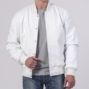 Best Selling Winter High Street <b>Plain</b> Dyed Men's Custom Baseball <b>Varsity</b> <b>Jacket</b> Stand Collar Front Eco-Friendly - Product Image 6