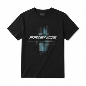Camiseta Negra de Manga Corta para Hombre con Estampado Geométrico, Cuello Redondo, Corte Regular Informal, Jersey de Algodón Transpirable - Product Image 1
