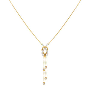 Collier en diamant à maillons entrelacés avec cadre scintillant et accents de chaînes doubles suspendues - Product Image 1