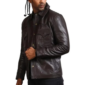 Veste en cuir d'agneau véritable noir de haute qualité pour homme / vestes en cuir pour homme / veste d'hiver en cuir du Pakistan à vendre - Product Image 5