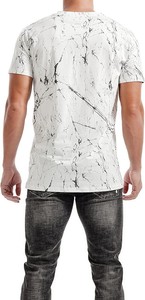 เสื้อยืดแขนสั้นพิมพ์ลายหินอ่อนสีขาวสำหรับผู้ชาย คอกลม ทรงลำลอง ผ้าเจอร์ซีย์ถัก - Product Image 4