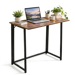 Industrial Style <b>Computer</b> <b>Desk</b> Writing Table Brown Wood Top <b>Black</b> Metal Frame Easy Assemble - Product Image 1