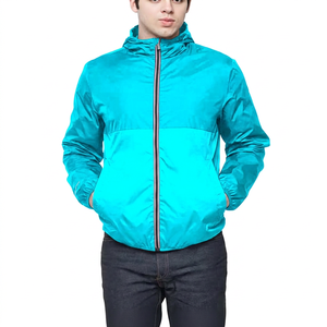 Men's Hooded Color Blocking Jacket Windproof Zipper Closure Casual Autumn Wear Regular Fit Polyester Material - Product Image 3