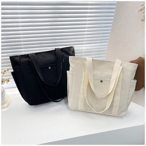 Sac à bandoulière promotionnel personnalisé, grande capacité, décontracté, réutilisable, sac fourre-tout en toile avec logo brodé ou imprimé - Product Image 2