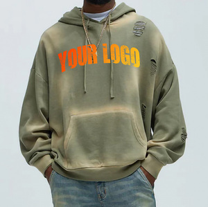 Sudadera con Capucha Oversize para Hombre, de Algodón French Terry, con Bolsillo Frontal y Logotipo Estampado, Estilo Casual para Otoño - Product Image 1