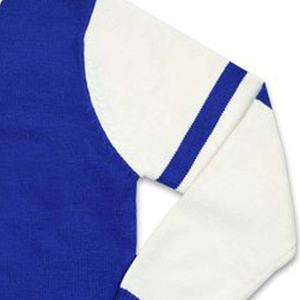 Pull en tricot personnalisé à col en V, manches longues, color block, pour l'automne, style décontracté universitaire, avec logo sur le devant - Product Image 4