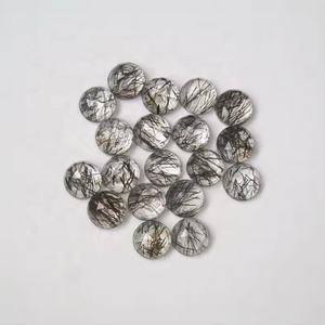 ควอตซ์รูทิเลเต็ดสีดำธรรมชาติขนาด 8 มม. รูปทรงโรสคัทแบบกลมแบน คุณภาพสะอาดตา แบบเม็ดเดี่ยว ซื้อออนไลน์จากซัพพลายเออร์ที่ดีที่สุด - Product Image 1