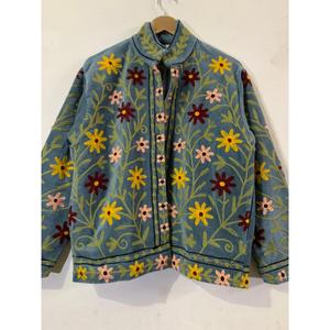Artisan Handmade Floral Velvet Suzani <b>Jacket</b> <b>Women</b> Luxury Stand Collar Bohemian Full Sleeve <b>Spring</b> Outerwear - Product Image 1