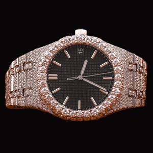 Reloj de Pulsera de Alta Calidad con Diamantes Moissanite, Caja Redonda, Esfera Negra, Estilo Clásico, Joyería Hip Hop de Primera Categoría - Product Image 1