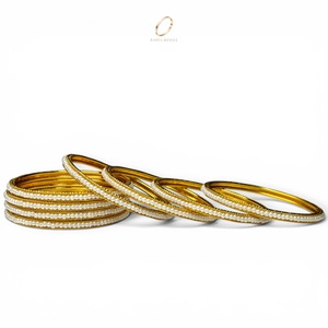 Wholesale Premium Gold Plated Pearl Bangles Set for Women Traditional Indian Bridal Fashion Jewelry at Lowest Price - Product Image 3