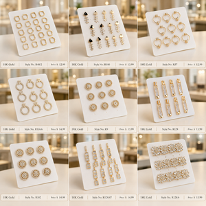 Wholesale Fashion Jewelry Earrings Zirconia 18K Gold Plated Copper Alloy Stud Women's - Product Image 6