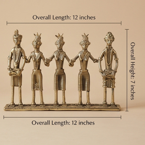 Figura de Latón Dhokra de Calidad Premium, Grupo de Músicos y Bailarines Tribales, Escultura Artesanal de Arte Folclórico, Disponible para Exportación - Product Image 6