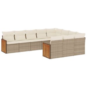 Conjunto de Sofás Modulares Grandes de Ratán Sintético PE Beige para Jardín, Muebles de Jardín Modulares Cómodos - Product Image 2