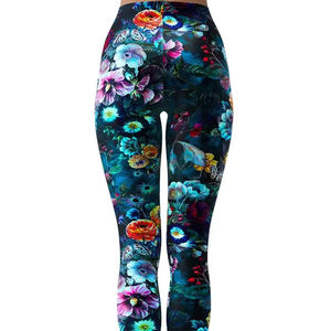 Leggings de yoga à taille haute à imprimé floral, longueur intégrale, taille élastique, extensibles dans les quatre sens, en spandex et polyester - Product Image 6