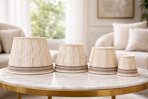 Cotton Linen Greek Key Lampshade | Handcrafted Pleated Fabric Drum <b>Shade</b> <b>for</b> Table, <b>Floor</b> & Pendant <b>Lamps</b> - Product Image 4