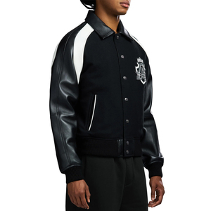 Veste en cuir pour homme, 100% cuir d'agneau, col rabattu, logo sur le devant, coupe-vent, respirante, hiver, Avirex, personnalisée, style streetwear - Product Image 5