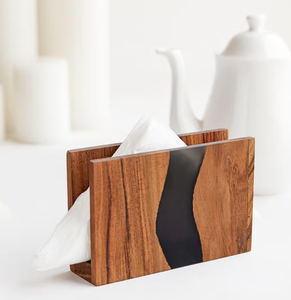 Modern Wood & Resin Napkin Holder Rectangle Superior Quality Acacia Wood And Resin Napkin Holder Table Decor - Product Image 6