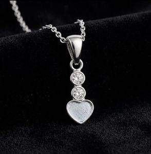 925 Sterling Silver 6mm Heart <b>Blank</b> Bezel Pendant with CZ DIY Resin Ashes Memorial Keepsake Breastmilk Pendant Jewelry Making - Product Image 5