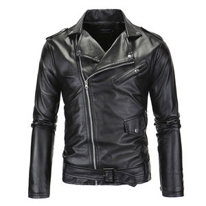 Vestes en cuir pour hommes de qualité supérieure OEM, mode moto, style punk noir clouté, vente en gros de cuir - Product Image 4