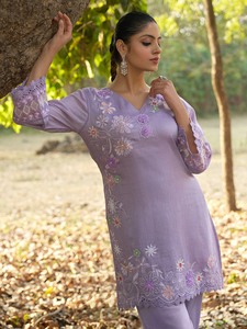 High On Demand Pure Cotton Embroidered <b>Kurta</b> with Matching Trousers <b>for</b> <b>Women</b> Comfortable Available At Best Price - Product Image 3