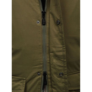 Global Industry <b>Men</b> <b>Long</b> Hooded Canvas Puffer Jacket Olive Green Fur Trim Windproof Casual Winter <b>Coat</b> Polyester Wadding - Product Image 2