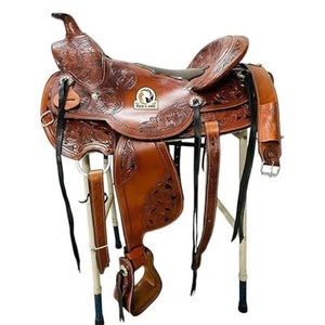 Selle de cheval en cuir occidental de qualité supérieure, sculptée à la main, avec motifs floraux, pour ranch, trail, course de barils, équipement d'équitation durable et fait main - Product Image 2