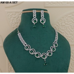 MIJ Luxury American Diamond CZ Stones Silver Plated Alloy <b>Bridal</b> Wedding Engagement Jewelry Set Fancy Style - Product Image 4