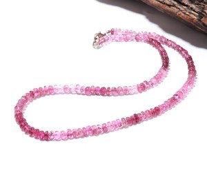 Collier en tourmaline rubellite naturelle lisse, perles rondes, fait main, pierres précieuses de tourmaline rose, élégant pour la création de bijoux - Product Image 6